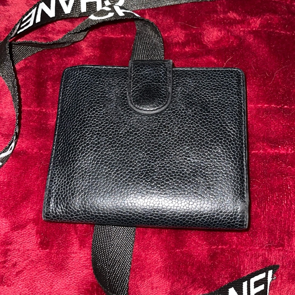 Chanel Black Caviar Leather Double Compact Wallet Vintage Gorgeous Condition - Picture 3 of 15
